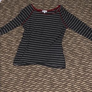 Splendid dark brown and white striped long sleeve